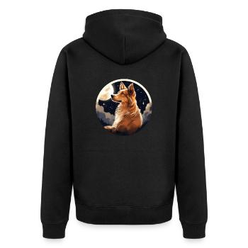 Beautiful Dog in the Moonlight Gift Collie - Unisex Premium Organic Zip Hoodie - black - Back - Nico (187cm)