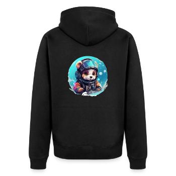 Cute Baby Bear in Winter Look Gift Teddy Bear - Unisex Premium Organic Zip Hoodie - black - Back - Nico (187cm)