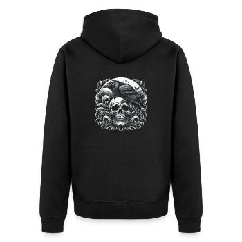 Crescent's Embrace - Unisex Premium Organic Zip Hoodie - black - Back - Nico (187cm)
