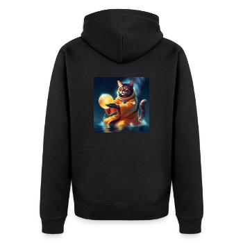 Sushumi ☀️☀️☀️ - Unisex Premium Bio Zip Hoodie - Schwarz - Hinten - Nico (187cm)