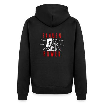 Frauen Power - Unisex Premium Bio Zip Hoodie - Schwarz - Hinten - Nico (187cm)