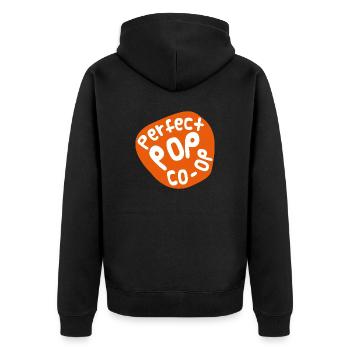 Perfect Pop Orange - Unisex Premium Organic Zip Hoodie - black - Back - Nico (187cm)