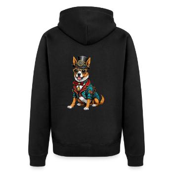 Steampunk dog - Unisex Premium Organic Zip Hoodie - black - Back - Nico (187cm)