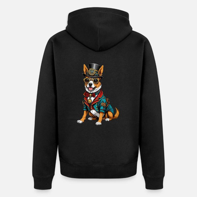 Chien steampunk - Veste à capuche bio Premium Unisexe - noir