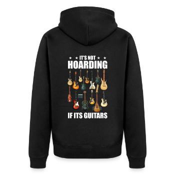 Es ist kein Horten, wenn seine Gitarren - Unisex Premium Bio Zip Hoodie - Schwarz - Hinten - Nico (187cm)