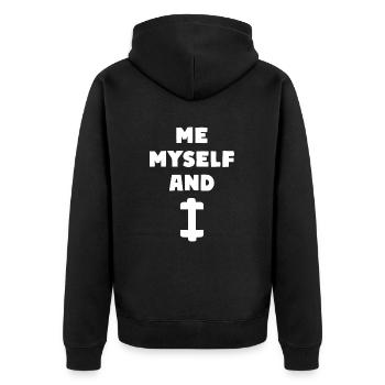 Me, Myself and I Sport Training Fitness - Unisex Premium Bio Zip Hoodie - Schwarz - Hinten - Nico (187cm)