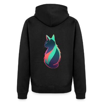 wonderful cat neon colorful colorful - Unisex Premium Organic Zip Hoodie - black - Back - Nico (187cm)