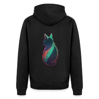 Neon Katze Kunst - Unisex Premium Bio Zip Hoodie - Schwarz - Hinten - Nico (187cm)