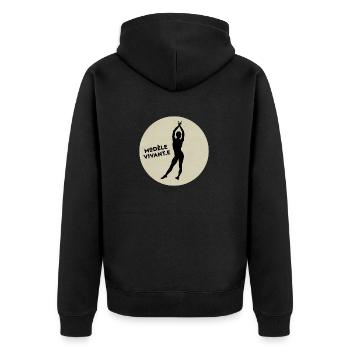 Live model - Unisex Premium Organic Zip Hoodie - black - Back - Nico (187cm)