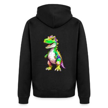 Rainbow T-Rex Dinosaur - Unisex Premium Organic Zip Hoodie - black - Back - Nico (187cm)