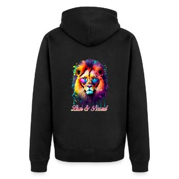 Lion and Proud - Unisex Premium Organic Zip Hoodie - black - Back - Nico (187cm)