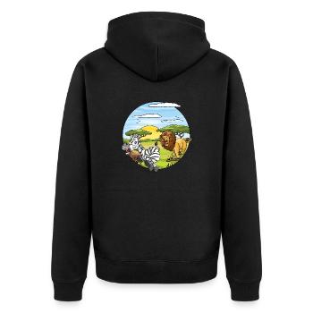 Zebra fu vant devant Lion savane Afrique - Veste à capuche bio Premium Unisexe - noir - Dos - Nico (187cm)