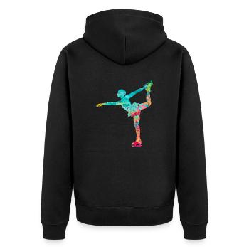 Eiskunstlauf PopArt - Unisex Premium Bio Zip Hoodie - Schwarz - Hinten - Nico (187cm)