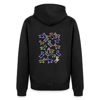 bunte Pferde - Unisex Premium Bio Zip Hoodie - Schwarz - Hinten - Nico (187cm)