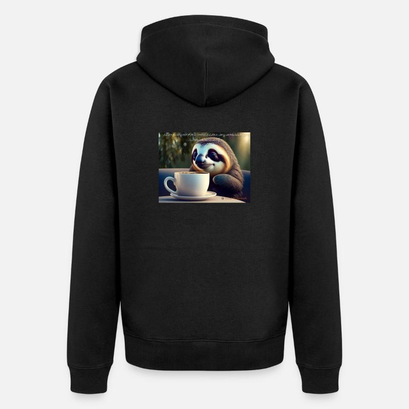 Caffeinated Sloth - Unisex Premium Bio Zip Hoodie - Schwarz