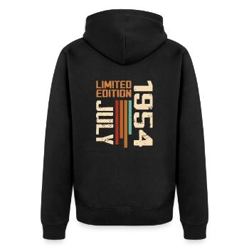 Juli 1954 Geburtstagsgeschenk 1954 Juli 1954 - Unisex Premium Bio Zip Hoodie - Schwarz - Hinten - Nico (187cm)