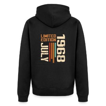 Juli 1968 Geburtstagsgeschenk 1968 Juli 1968 - Unisex Premium Bio Zip Hoodie - Schwarz - Hinten - Nico (187cm)