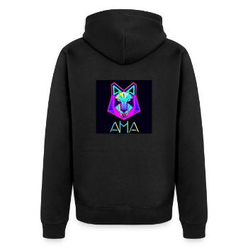 Animal Potrait NEON PopArt - Unisex Premium Bio Zip Hoodie - Schwarz - Hinten - Nico (187cm)