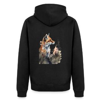 Fox Portrait Watercolors - Unisex Premium Organic Zip Hoodie - black - Back - Nico (187cm)