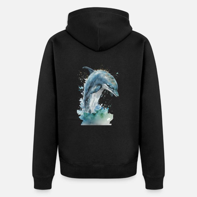 Aquarelle de dauphin Aquarelle - Veste à capuche bio Premium Unisexe - noir