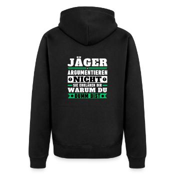Hunters don't argue - Unisex Premium Organic Zip Hoodie - black - Back - Nico (187cm)