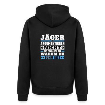 Hunters don't argue - Unisex Premium Organic Zip Hoodie - black - Back - Nico (187cm)