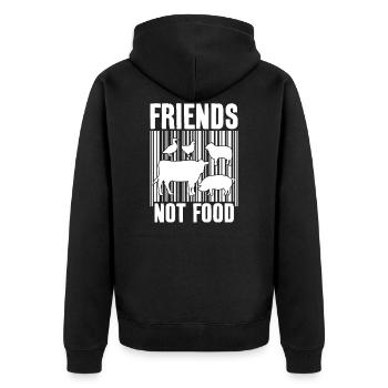 FRIENDS NOT FOOD VEGAN VEGANER - Unisex Premium Bio Zip Hoodie - Schwarz - Hinten - Nico (187cm)