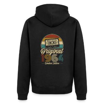 Original 1964 Vintage Jahrgang Retro Geburtstag - Unisex Premium Bio Zip Hoodie - Schwarz - Hinten - Nico (187cm)