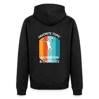 Badminton Federball Badmintonspieler Schokolade - Unisex Premium Bio Zip Hoodie - Schwarz - Hinten - Nico (187cm)
