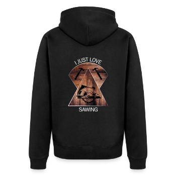 Carpenter Carpenter Rooms Craftsman Wood - Unisex Premium Organic Zip Hoodie - black - Back - Nico (187cm)