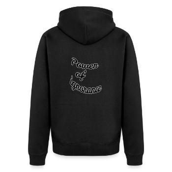 Power of ignorance - Unisex Premium Bio Zip Hoodie - Schwarz - Hinten - Nico (187cm)