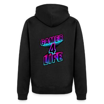 Gamer 4 Life neon 3d - Unisex Premium Bio Zip Hoodie - Schwarz - Hinten - Nico (187cm)