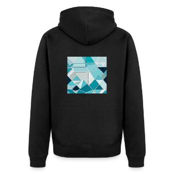Geometrische Eiskristalle - Unisex Premium Bio Zip Hoodie - Schwarz - Hinten - Nico (187cm)