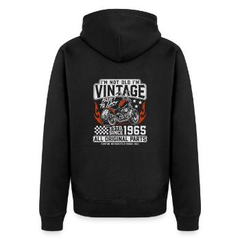 1965 Jahrgang Vintage Geburtstag Geschenk Motorrad - Unisex Premium Bio Zip Hoodie - Schwarz - Hinten - Nico (187cm)