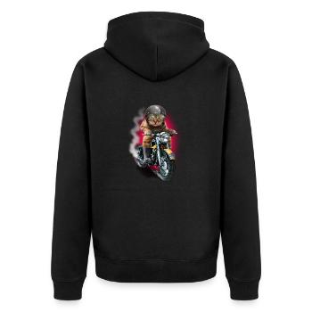 CAT RIDER - Unisex Premium Bio Zip Hoodie - Schwarz - Hinten - Nico (187cm)