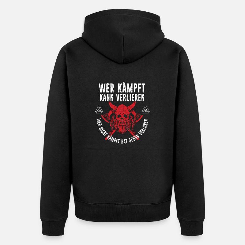 wikinger kämpfer - Unisex Premium Bio Zip Hoodie - Schwarz