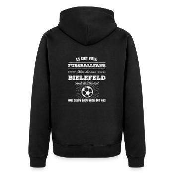 Bielefeld - Unisex Premium Bio Zip Hoodie - Schwarz - Hinten - Nico (187cm)