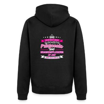 Krankenpflegerin - Unisex Premium Bio Zip Hoodie - Schwarz - Hinten - Nico (187cm)
