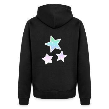 Regenbogensterne Regenbogen Sterne Pastell Farben - Unisex Premium Bio Zip Hoodie - Schwarz - Hinten - Nico (187cm)