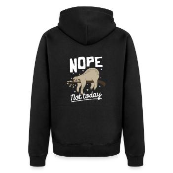 Schlafendes Faultier Sleeping Sloth Nope not today - Unisex Premium Bio Zip Hoodie - Schwarz - Hinten - Nico (187cm)