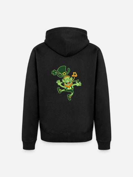 Leprechaun Dancing and Singing - Unisex Premium Organic Zip Hoodie - black