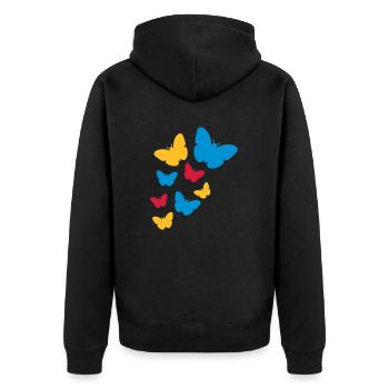 viele bunte schmetterlinge muster silhouette insek - Unisex Premium Bio Zip Hoodie - Schwarz - Hinten - Nico (187cm)