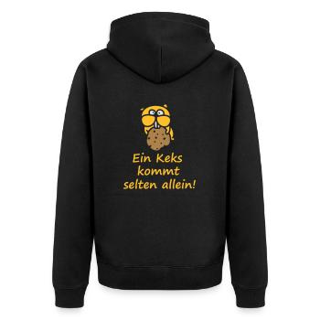 Biber mit Cookie - Unisex Premium Bio Zip Hoodie - Schwarz - Hinten - Nico (187cm)
