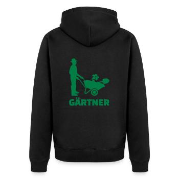 Gärtner - Unisex Premium Bio Zip Hoodie - Schwarz - Hinten - Nico (187cm)