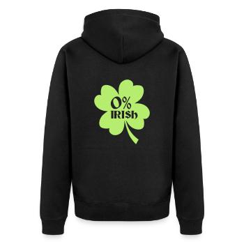 0 percent Irish - St. Patrick's day gift dress - Unisex Premium Organic Zip Hoodie - black - Back - Nico (187cm)