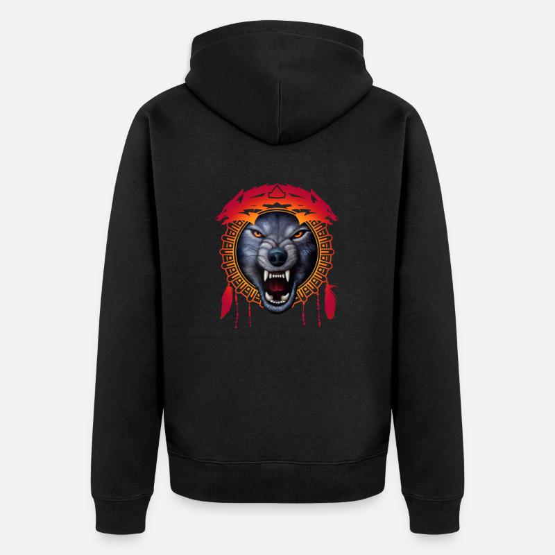 Wolf - Unisex Premium Bio Zip Hoodie - Schwarz