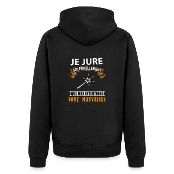 Je jure solennellement que mes intentions - Veste à capuche bio Premium Unisexe - noir - Dos - Nico (187cm)