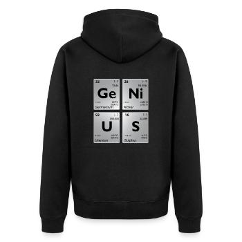 GENIUS periodic table gray shadow - Unisex Premium Organic Zip Hoodie - black - Back - Nico (187cm)