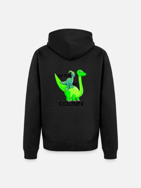 Big Cousin Gift Dinosaur - Unisex Premium Organic Zip Hoodie - black