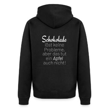 Schokolade löst keine Probleme - Unisex Premium Bio Zip Hoodie - Schwarz - Hinten - Nico (187cm)